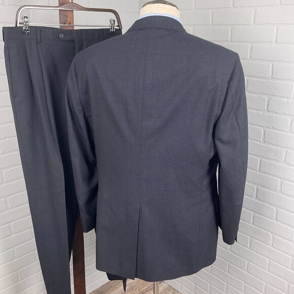 Jos A Bank Suit Men 42/34Wx31L Gray Prince Edward Plaid Wool Classic Career 2pc - Picture 3 of 16